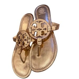 Tory Burch Miller Rose Gold Metallic Leather Sandals Womens 10M 59306
Preloved